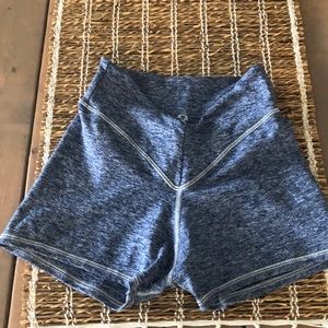 Blue womens workout booty shorts, size small